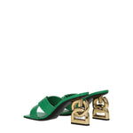 Dolce & Gabbana Green Leather Flat Sandals DO-8547347464457-EU36/US6