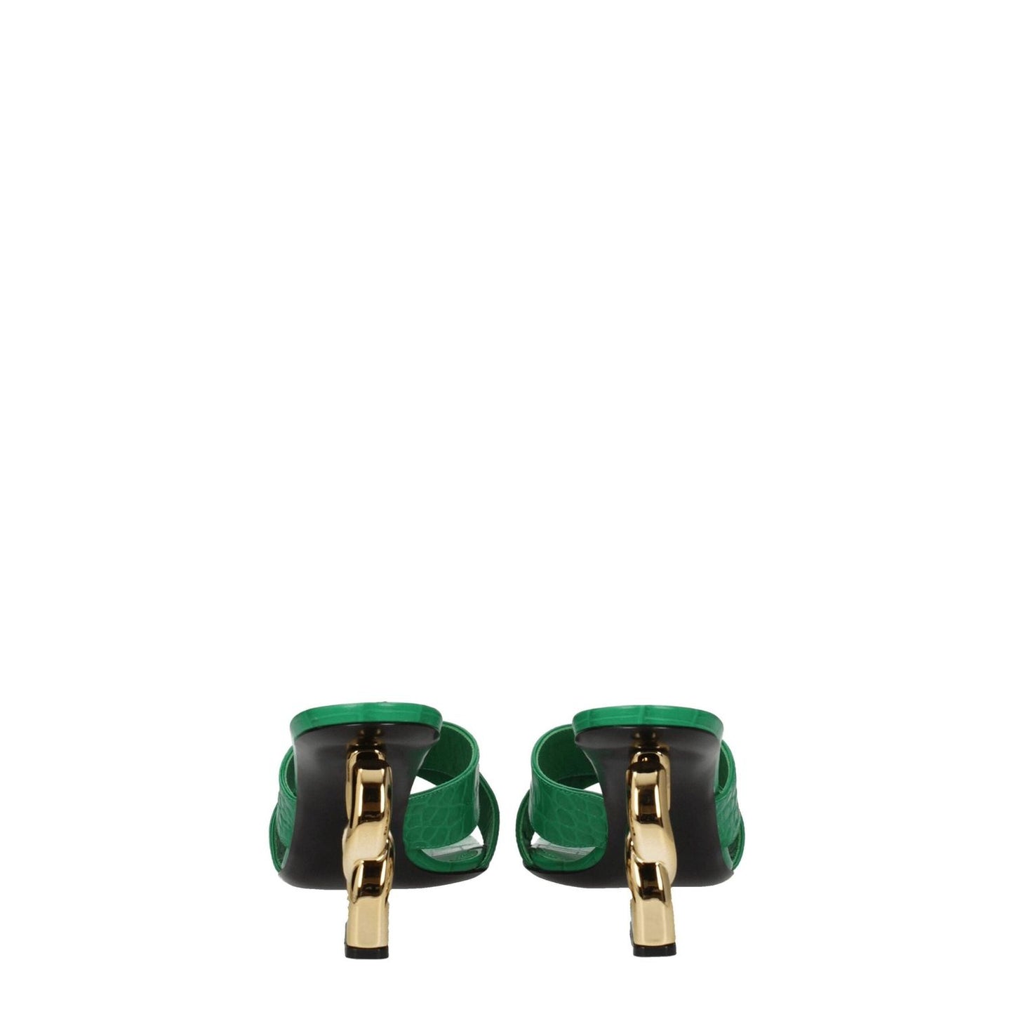 Dolce & Gabbana Green Leather Flat Sandals DO-8547347464457-EU36/US6