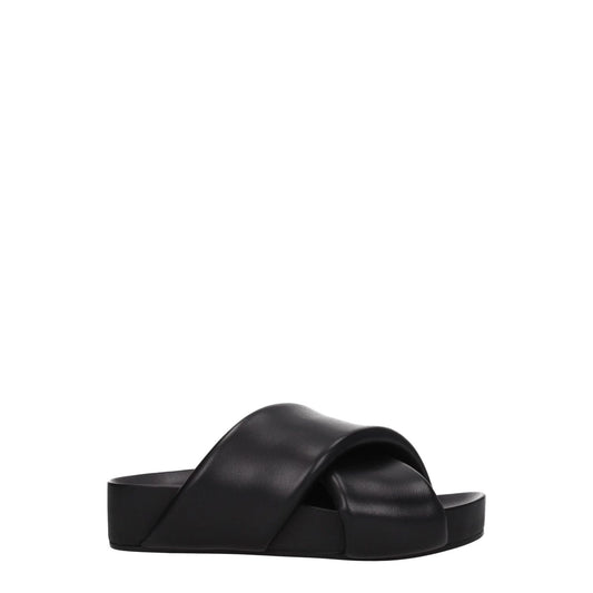 Jil Sander Black Leather Slippers