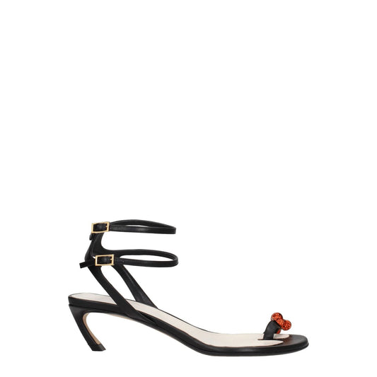Lanvin Black Leather Stiletto Heel Sandals