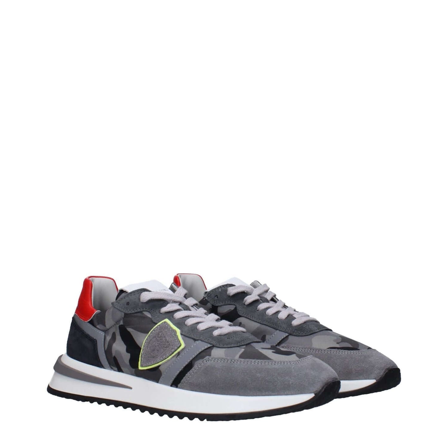 Philippe Model Gray Fabric Sneakers with front and back logos, side detail, MPN TYLUCPTB226, code F83306, stylish design.