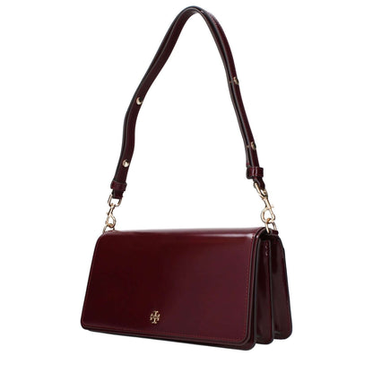 Tory Burch Red Leather Shoulder Bag with adjustable removable handle and front logo, model code F83374.