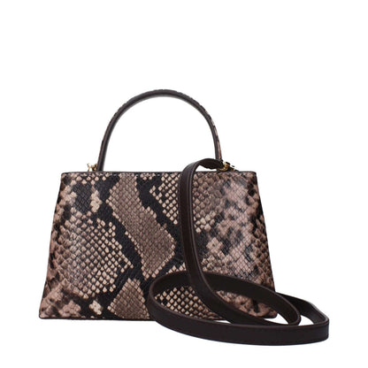 Snakeskin pattern handbag with top handle and detachable shoulder strap