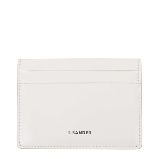Jil Sander White Leather Cardholder with front logo and document slots. MPN S840058WSS00083N108, code F83498.