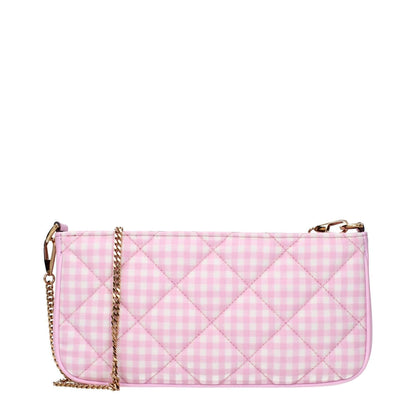 Versace Pink Fabric Shoulder Bag with front detail and chain strap, model MPN 10155411A139842PQ5VP, code F83750, quilted pink design.