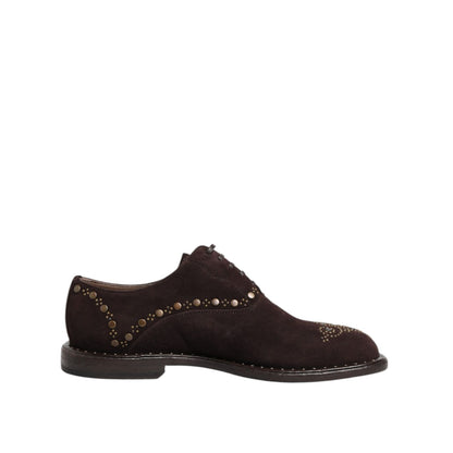 Dolce & Gabbana Brown Velvet Lace Up Oxford Dress Shoes
