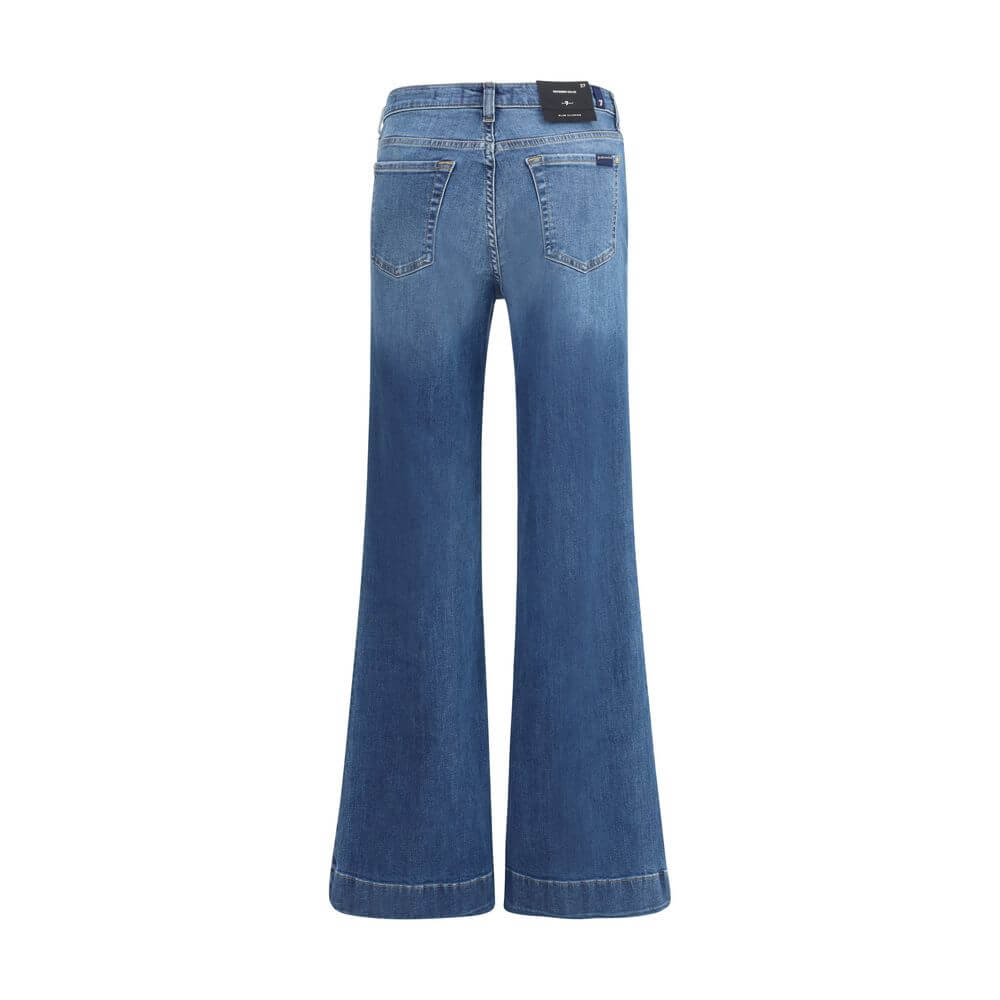 7FOR Blue Cotton Flared Jeans