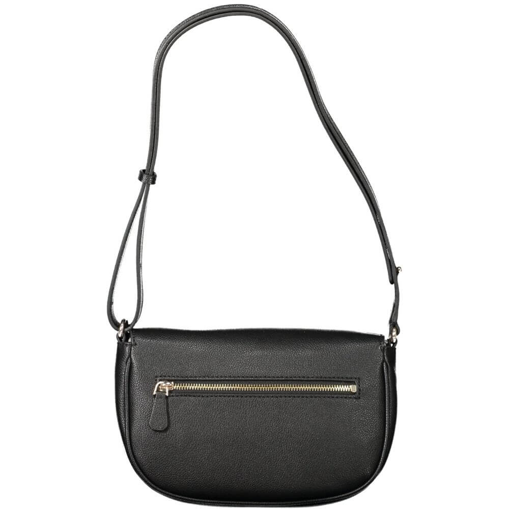 Guess Jeans Black Polyethylene Women Handbag with adjustable strap and multiple compartments, stylish and practical for daily use.