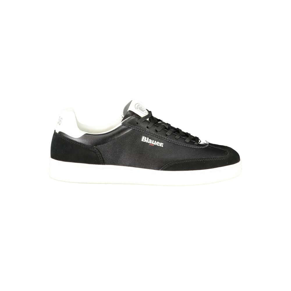 Blauer Black Leather Men Sneaker with white contrasting details offers urban sophistication and luxury for fashion-forward men.