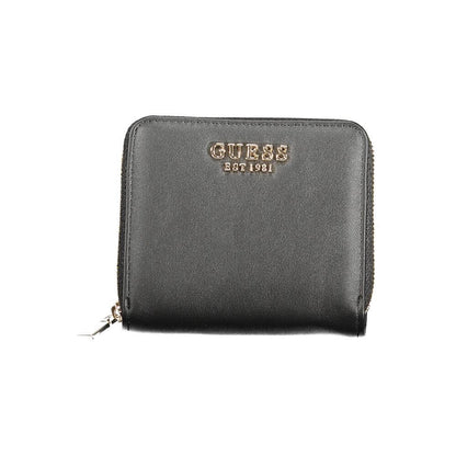Guess Jeans Black Polyethylene Women Wallet with zip closure and logo