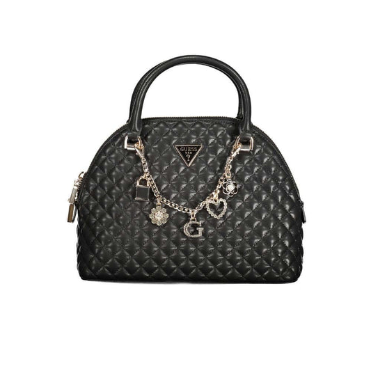 Guess Jeans Black Polyethylene Women Handbag with charming embellishments and spacious design, ideal for fashion-forward individuals.