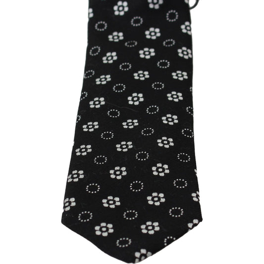 Dolce & Gabbana Elegant Black Floral Silk Necktie Necktie Dolce & Gabbana Black