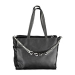 BYBLOS Black Polyethylene Handbag with chain strap, dual handles, external pockets, and zip closure.