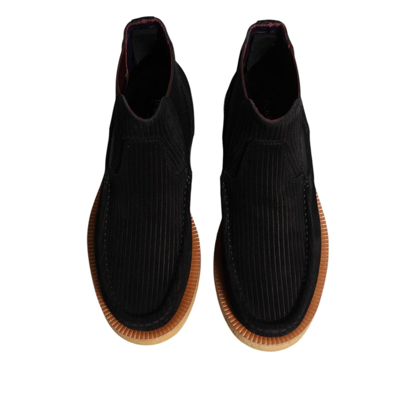 Dolce & Gabbana Black Calf Suede Slip On Ankle Boots Shoes
