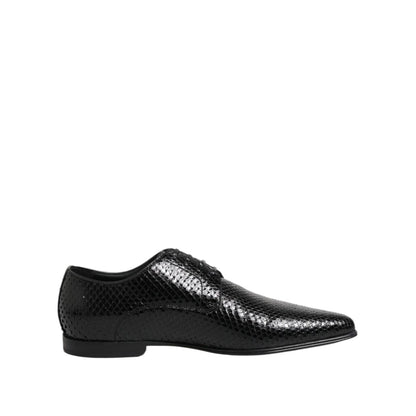 Dolce & Gabbana Black Exotic Leather Lace Up Derby Shoes
