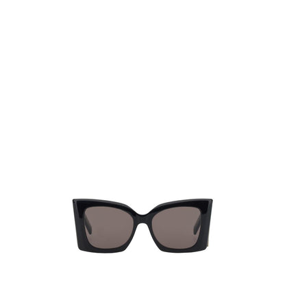 Saint Laurent Black Acetate Sunglasses with oversized square design and YSL logo for bold elegance.