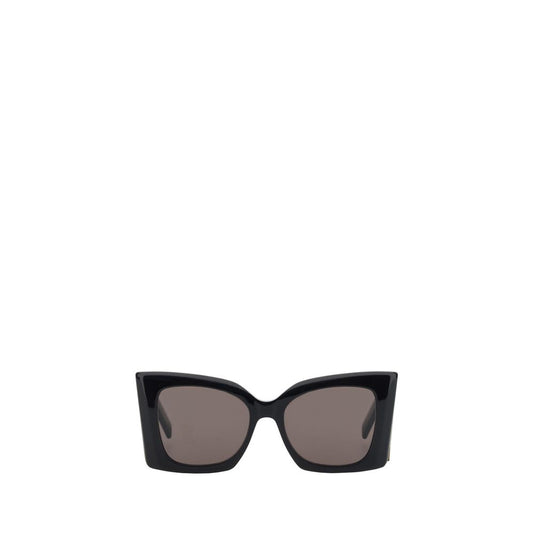 Saint Laurent Black Acetate Sunglasses with oversized square design and YSL logo for bold elegance.