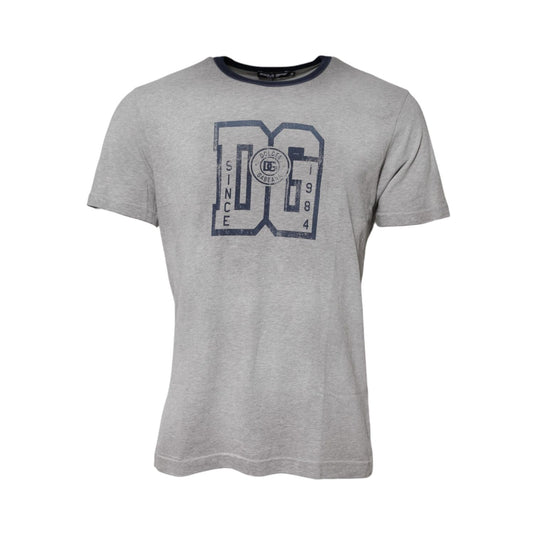 Dolce & Gabbana Gray DG Graphic Print Cotton Crewneck T-shirt