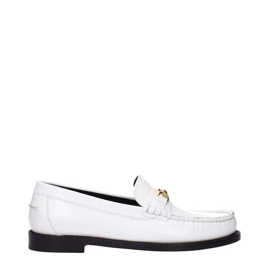 Alt Tag: Versace White Leather Slip-On Loafers with front detail and logo, MPN 10121231A087731W00V, stylish and elegant design.
