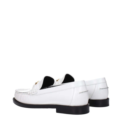 Versace White Leather Slip-On Loafers with front detail and logo, MPN 10121231A087731W00V, code F82515.