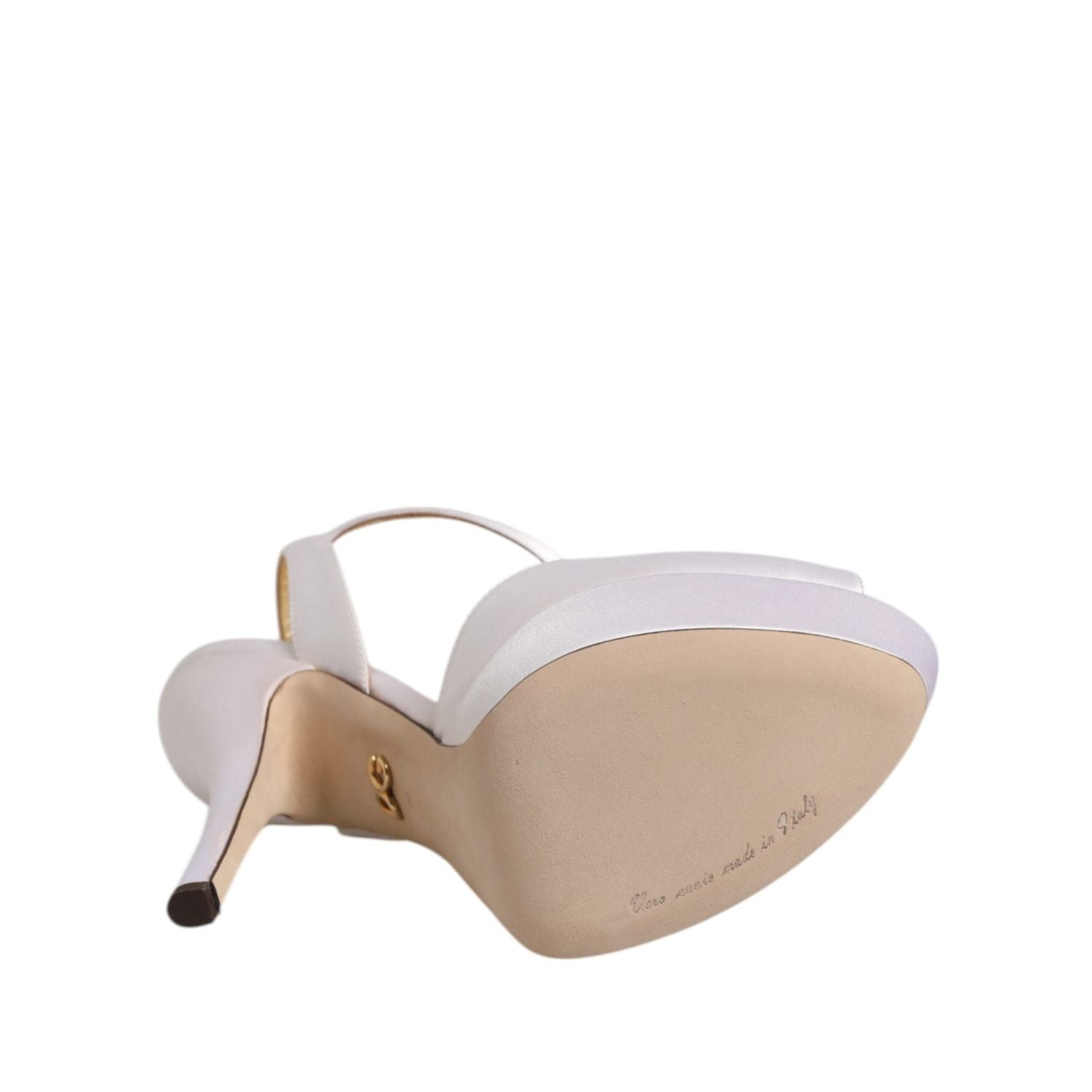 Dolce & Gabbana White Satin Platform Heels Sandals Shoes