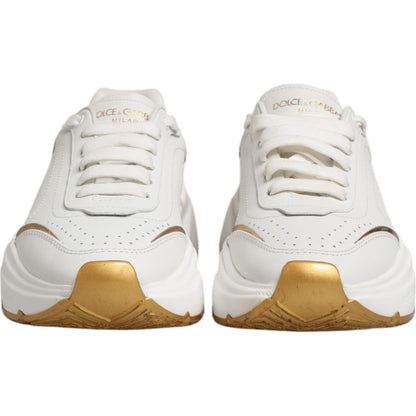 Dolce & Gabbana White Gold DAYMASTER Leather Sneakers Shoes