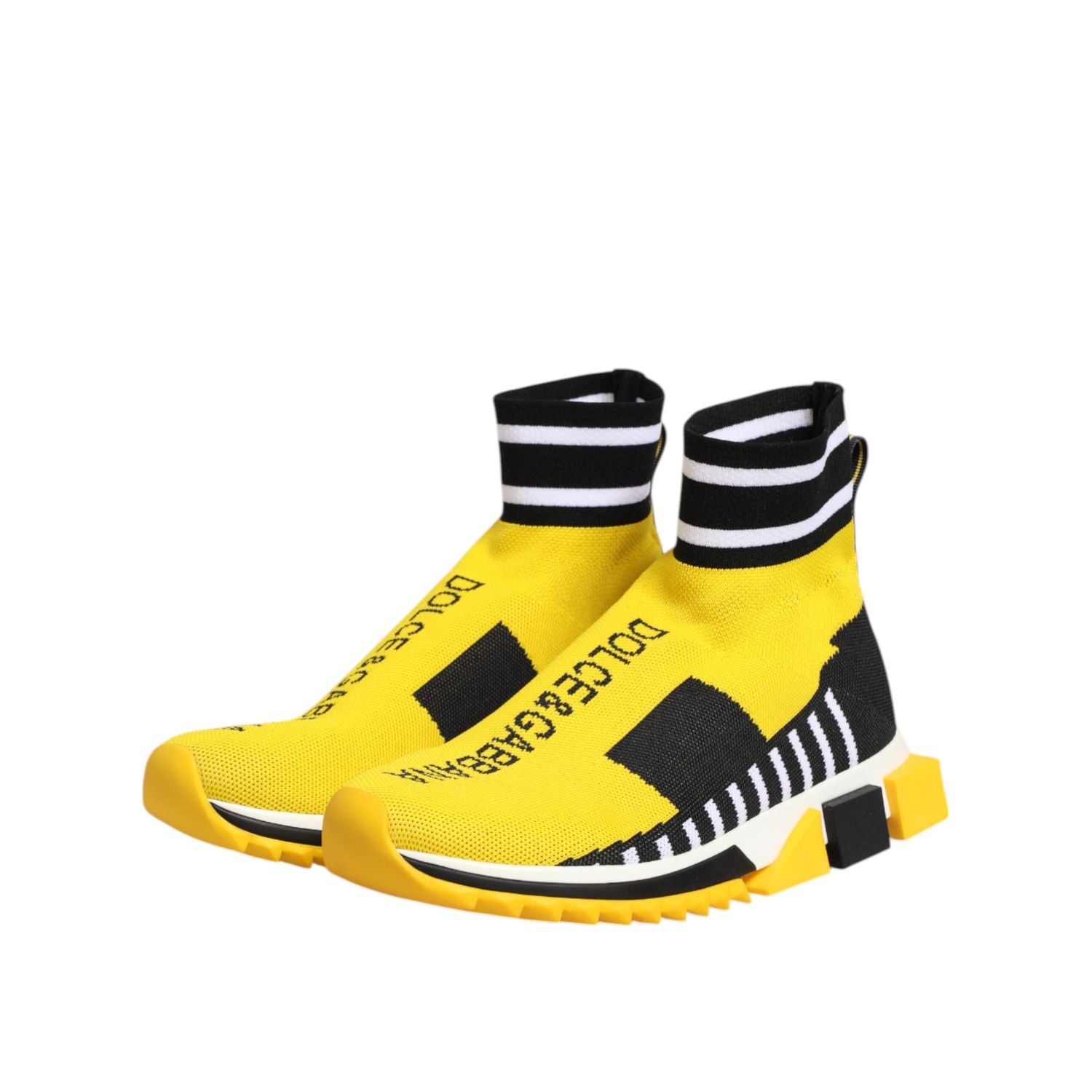 Dolce & Gabbana Yellow Black Sorrento Socks Sneakers Shoes