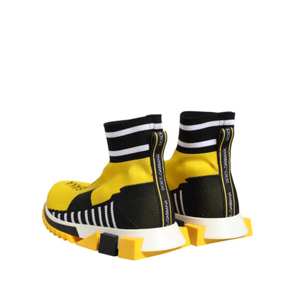 Dolce & Gabbana Yellow Black Sorrento Socks Sneakers Shoes