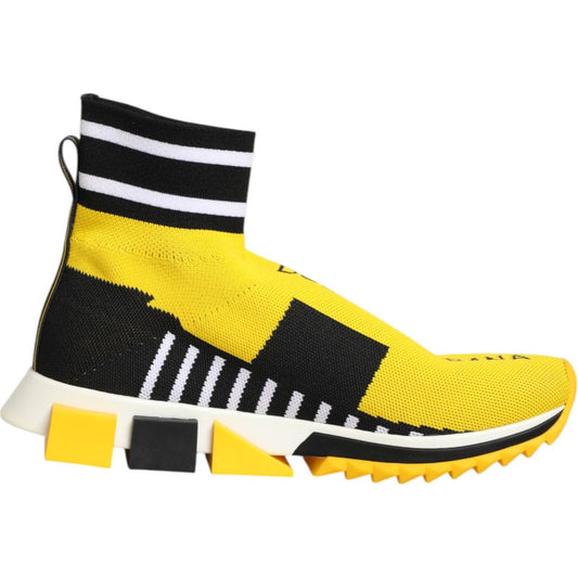 Dolce & Gabbana Yellow Black Sorrento Socks Sneakers Shoes LA12755-35.5