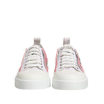 Dolce & Gabbana White Pink Canvas Low Top Sneakers Shoes