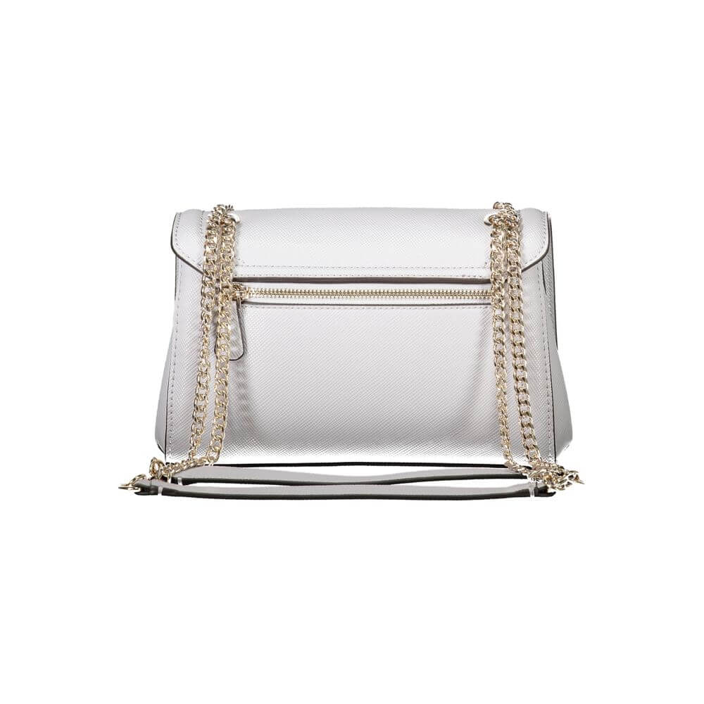 Guess Jeans Gray Polyethylene Handbag with chain shoulder handles and external pocket.