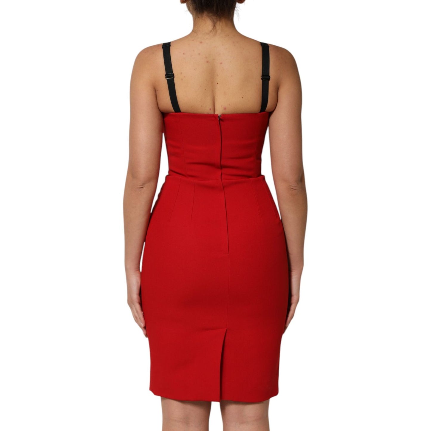 Dolce & Gabbana Red Stretch Bodycon Sheath Knee Length Dress