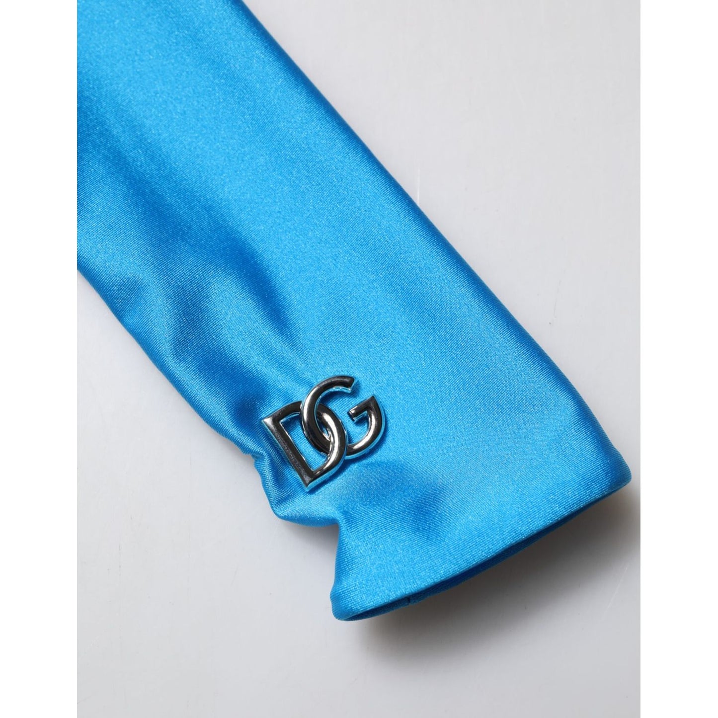 Dolce & Gabbana Blue Nylon Turtleneck Bodycon Jumpsuit Dress