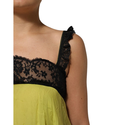 Dolce & Gabbana Yellow Black Babydoll Chemise Lingerie Dress