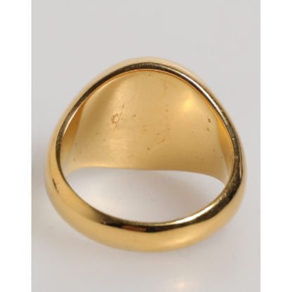 Dolce & Gabbana Gold Tone Real Brass Red DG Logo Men Ring
