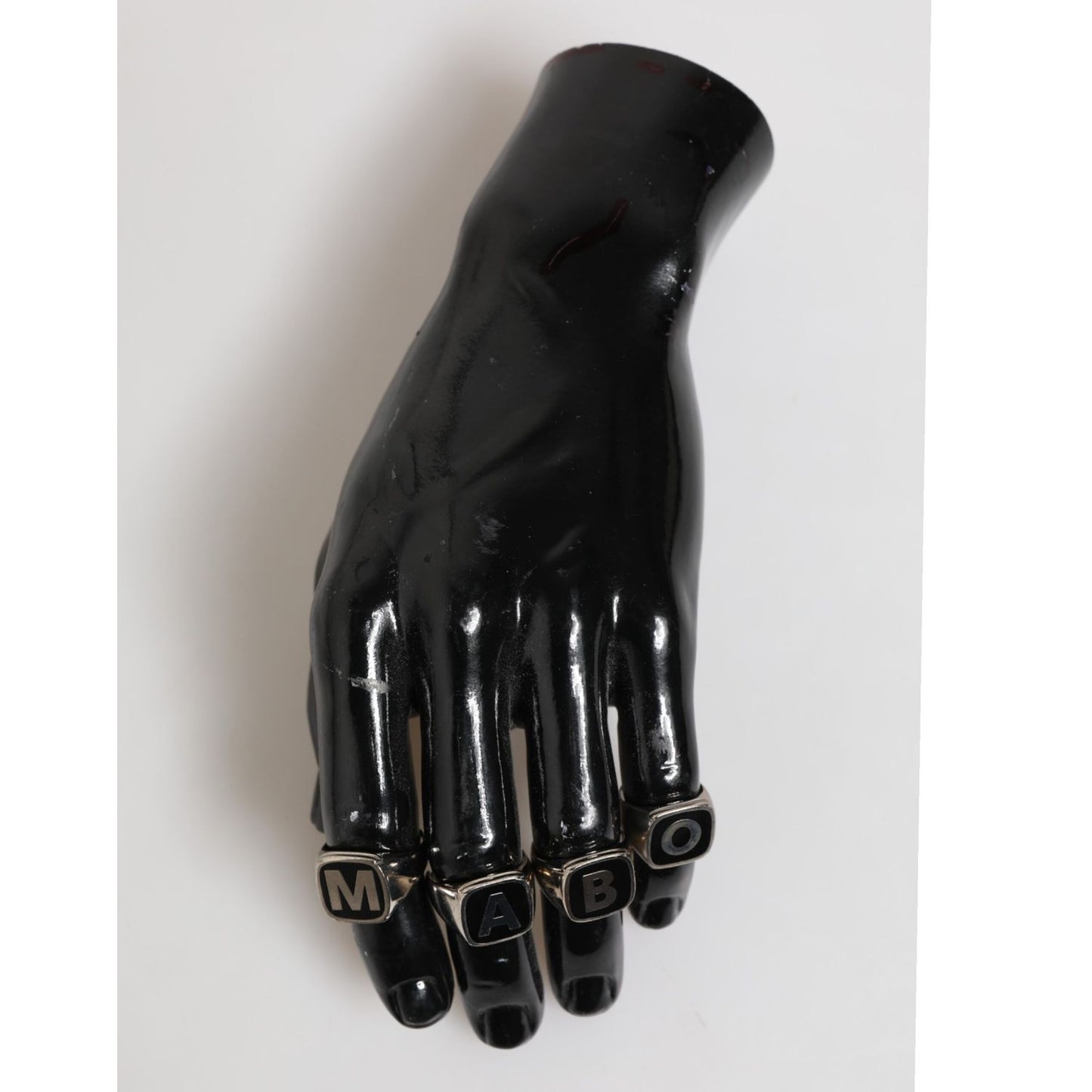 Dolce & Gabbana Silver Tone Brass Lettering Set 5 Pieces Adjustable Ring