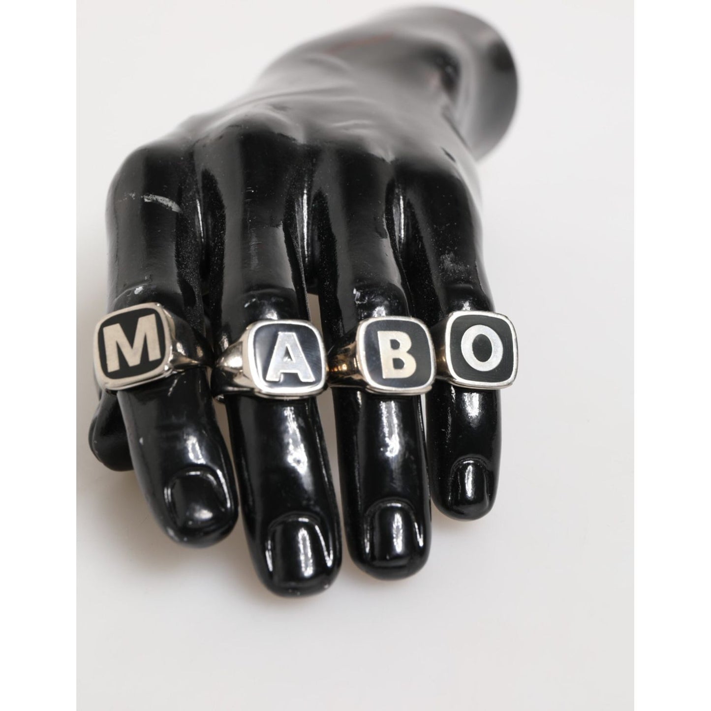 Dolce & Gabbana Silver Tone Brass Lettering Set 5 Pieces Adjustable Ring SMY11233