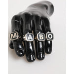 Dolce & Gabbana Silver Tone Brass Lettering Set 5 Pieces Adjustable Ring SMY11233