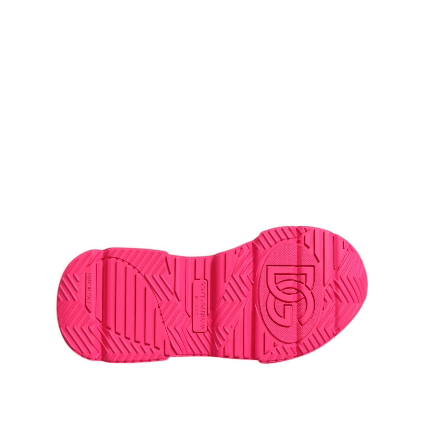 Sole of Dolce & Gabbana Pink Leather Daymaster Low Top Sneakers Shoes with logo detail and high craftsmanship.