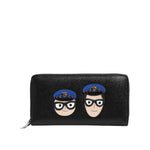 Dolce & Gabbana Black Leather #DGFAMILY Zipper Continental Mens Wallet