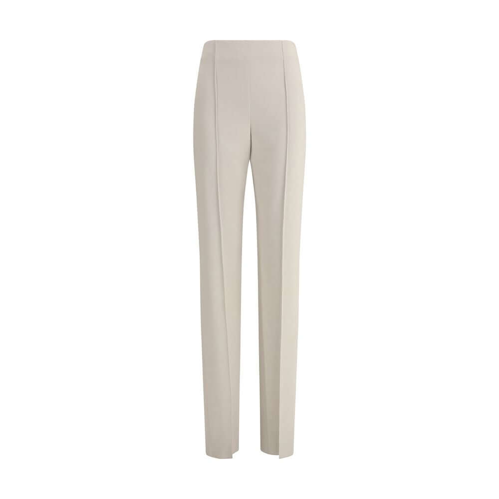 Giorgio Armani Gray Viscose Casual Pants with high waist and vertical seams for a modern, sporty look, featuring side pockets and zip.