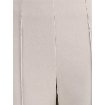 Close-up of Giorgio Armani Gray Viscose Casual Pants featuring vertical seams and compact fabric texture.