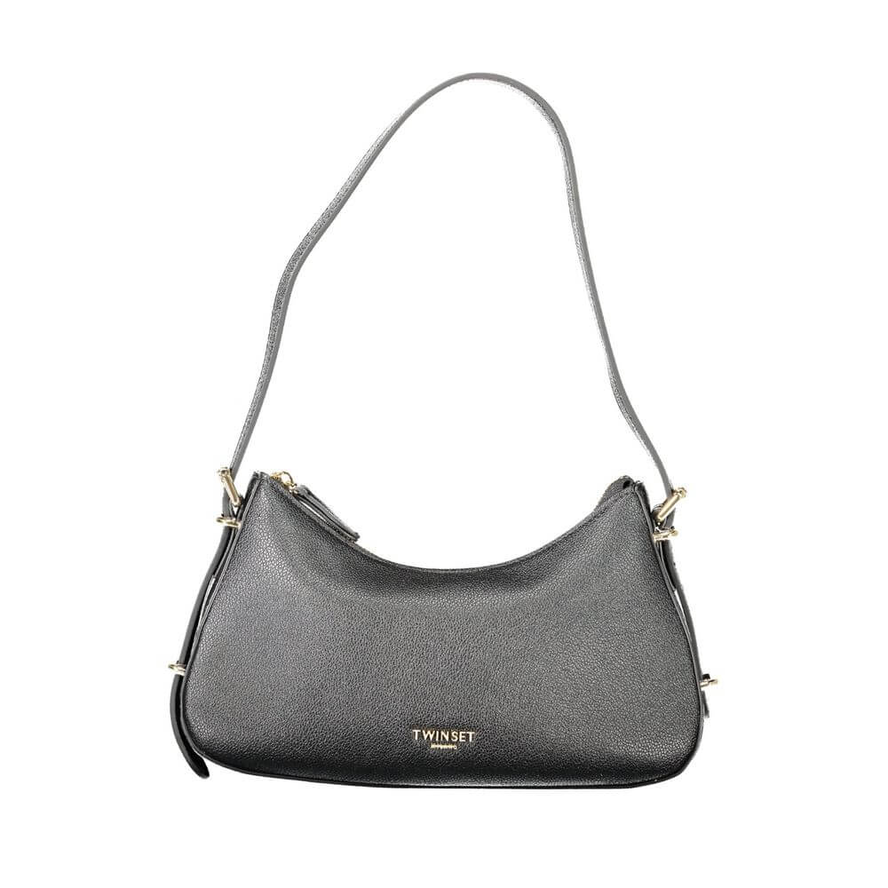 Twinset Black Polyethylene Women Handbag with adjustable strap and zip closure