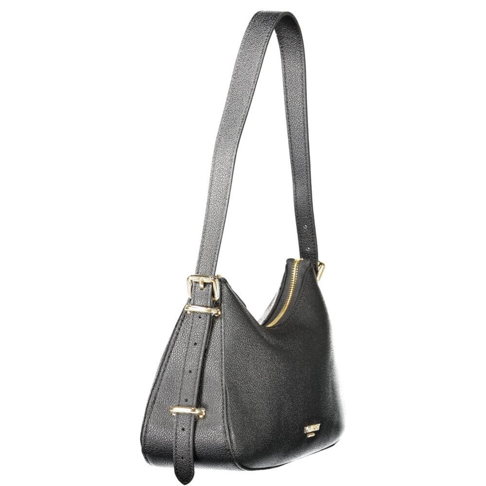 Twinset Black Polyethylene Women Handbag with adjustable strap and zip closure, versatile for day and evening use.