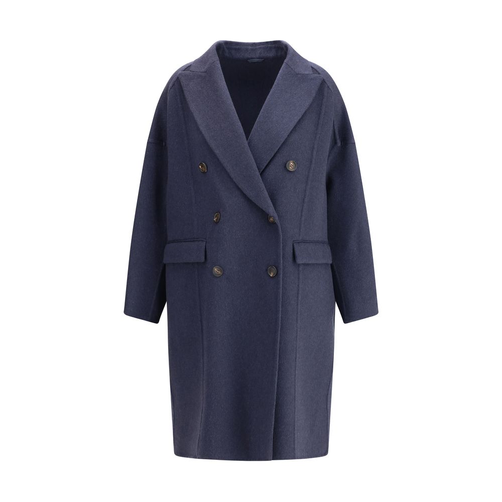 Brunello Cucinelli Blue Cashmere Coat