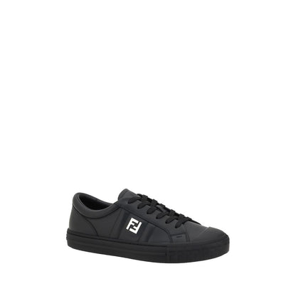 Fendi Black Calf Leather Bos Taurus Athletic Sneakers
