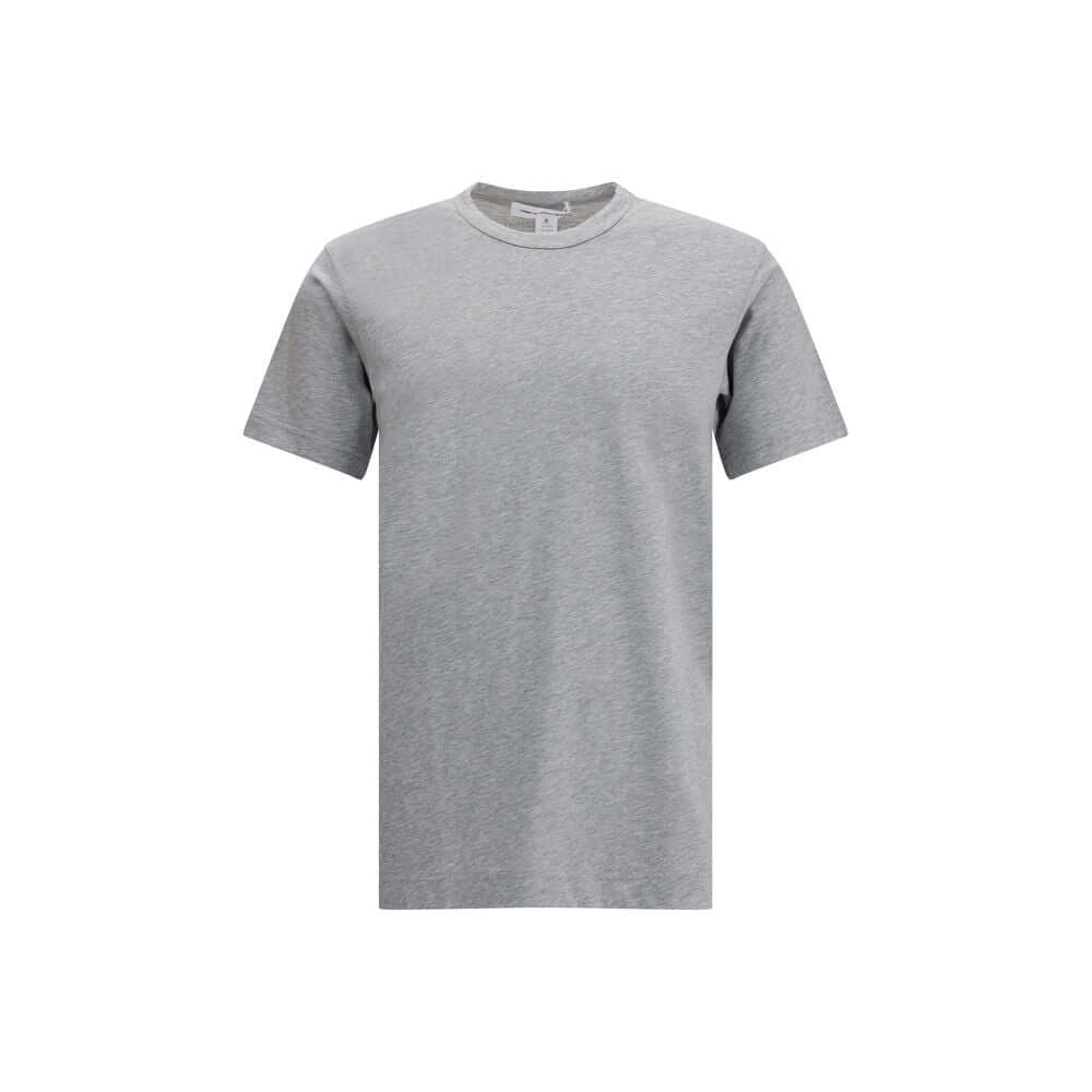 Comme Des Garçons Gray Cotton T-Shirt with crew neck and short sleeves, featuring a minimalist printed logo on the back.