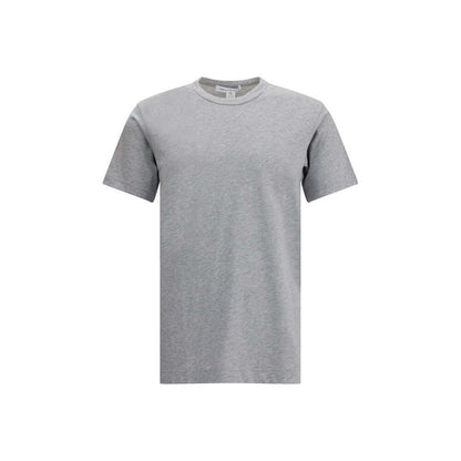 Comme Des Garçons Gray Cotton T-Shirt with crew neck and short sleeves, featuring a minimalist printed logo on the back.