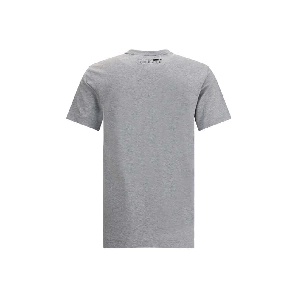Comme Des Garçons Gray Cotton T-Shirt with back logo, crew neck, short sleeves, AW25 season, made in Turkey, 100% cotton.
