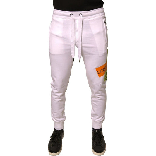 Dolce & Gabbana White Logo Tape Jogger Cotton Sweatpant Pants PAN75704-44